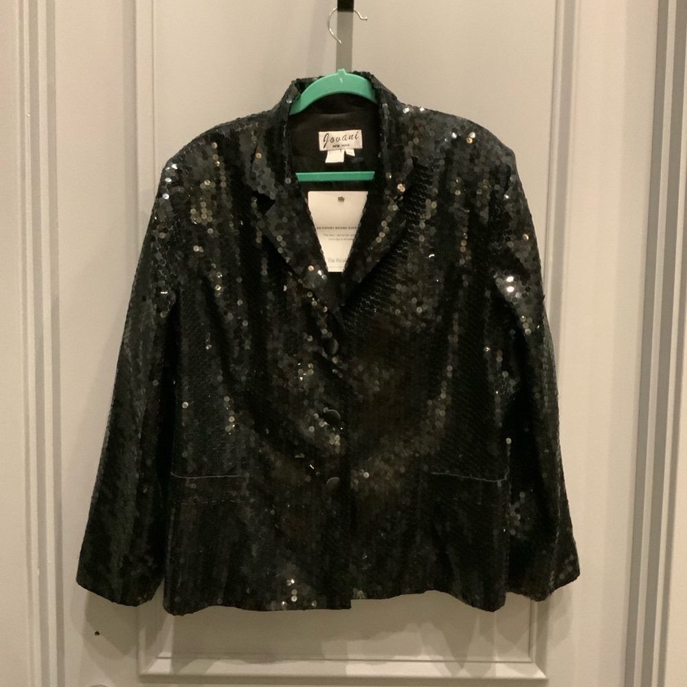 Designer Jovani black sequin jacket…like new